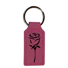 Load image into Gallery viewer, Keychain - Rectangle - Rose - Leather