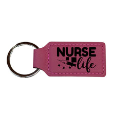 Load image into Gallery viewer, Keychain - Rectangle - Nurse Life - Leather