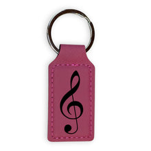 Load image into Gallery viewer, Keychain - Rectangle - Treble Clef Note - Leather