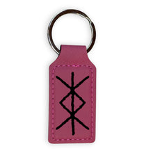 Load image into Gallery viewer, Keychain - Rectangle - Viking Protection Rune - Leather