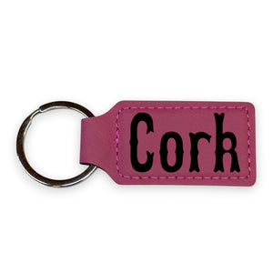 Keychain - Rectangle - Cork - Leather