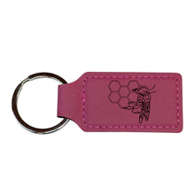 Load image into Gallery viewer, Keychain - Rectangle - Bee and Beehive - Leather