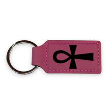 Load image into Gallery viewer, Keychain - Rectangle - Key of life Ankh - Leather
