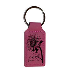 Load image into Gallery viewer, Keychain - Rectangle - Sunflower - Leather