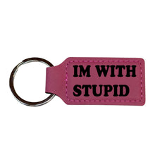 Load image into Gallery viewer, Keychain - Rectangle - Im with stupid - Leather