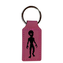 Load image into Gallery viewer, Keychain - Rectangle - Alien - Leather 3&quot; x 1 3/4&quot;