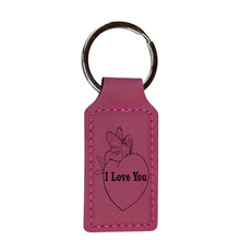 Load image into Gallery viewer, Keychain - Rectangle - I love you with Fairie on Heart - Leather