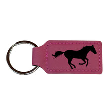 Load image into Gallery viewer, Keychain - Rectangle - Running Horse - Leather