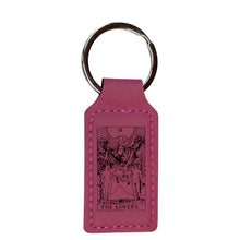 Load image into Gallery viewer, Keychain - Rectangle - The Lovers Tarot Card - Leather