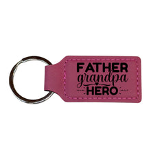 Load image into Gallery viewer, Keychain - Rectangle -  Father Grandpa Hero - Leather