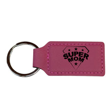 Load image into Gallery viewer, Keychain - Rectangle - Super Mom - Leather