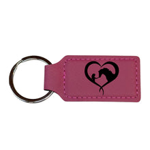 Load image into Gallery viewer, Keychain - Rectangle - Girl and Horse Heart - Leather