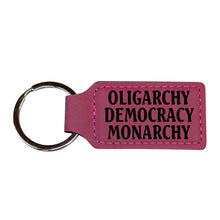 Load image into Gallery viewer, Keychain - Rectangle - Oligarchy Democracy Monarchy - Leather