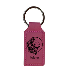 Load image into Gallery viewer, Keychain - Rectangle - Selene Goddess of the Moon - Leather