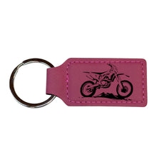 Load image into Gallery viewer, Keychain - Rectangle - Dirt Bike - Leather