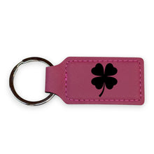 Load image into Gallery viewer, Keychain - Rectangle - 4 Leaf Clover - Leather - Irish