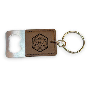 Keychain - Bottle Opener - D20 - Leather