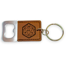 Load image into Gallery viewer, Keychain - Bottle Opener - D20 - Leather