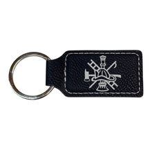 Load image into Gallery viewer, Keychain - Rectangle - Firefighter Emblem - Leather