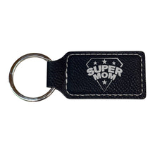 Load image into Gallery viewer, Keychain - Rectangle - Super Mom - Leather