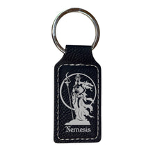 Load image into Gallery viewer, Keychain - Rectangle - Nemesis Goddess of Revenge - Leather