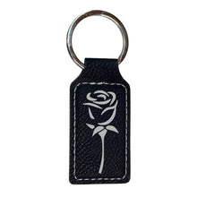 Load image into Gallery viewer, Keychain - Rectangle - Rose - Leather