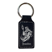 Load image into Gallery viewer, Keychain - Rectangle - Poseidon God of the Sea - Leather