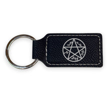 Load image into Gallery viewer, Keychain - Rectangle - Demon Trap - Leather
