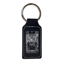 Load image into Gallery viewer, Keychain - Rectangle - The Lovers Tarot Card - Leather