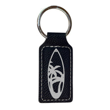 Load image into Gallery viewer, Keychain - Rectangle - Palm Tree Surfboard - Leather
