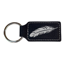 Load image into Gallery viewer, Keychain - Rectangle - Feather - Leather