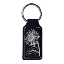 Load image into Gallery viewer, Keychain - Rectangle - Sunflower - Leather