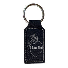 Load image into Gallery viewer, Keychain - Rectangle - I love you with Fairie on Heart - Leather