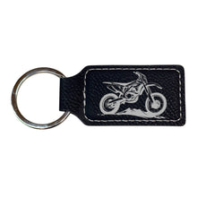 Load image into Gallery viewer, Keychain - Rectangle - Dirt Bike - Leather