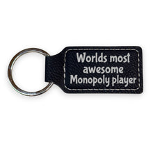 Load image into Gallery viewer, Keychain - Rectangle - Worlds Most awesome Monopoly Player - Leather