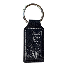 Load image into Gallery viewer, Keychain - Rectangle - Chihuahua Dog - Leather