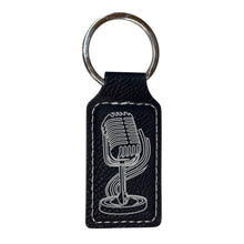 Load image into Gallery viewer, Keychain - Rectangle - Microphone - Leather