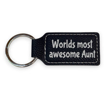 Load image into Gallery viewer, Keychain - Rectangle - Worlds Most awesome Aunt - Leather