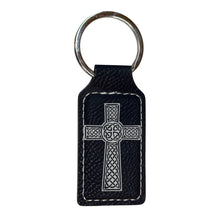 Load image into Gallery viewer, Keychain - Rectangle - Celtic Cross - Leather