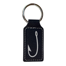 Load image into Gallery viewer, Keychain - Rectangle - Fish Hook - Leather