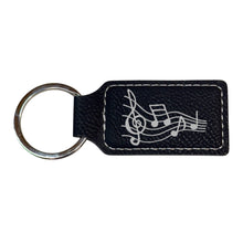 Load image into Gallery viewer, Keychain - Rectangle - Music Notes - Leather