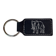 Load image into Gallery viewer, Keychain - Rectangle - Elephant - Leather