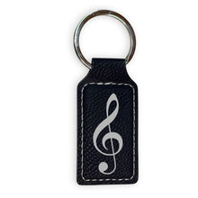 Load image into Gallery viewer, Keychain - Rectangle - Treble Clef Note - Leather