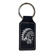Load image into Gallery viewer, Keychain - Rectangle - Indian Chief - Leather