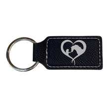 Load image into Gallery viewer, Keychain - Rectangle - Girl and Horse Heart - Leather