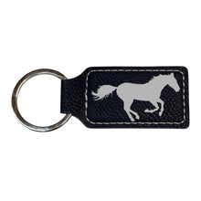 Load image into Gallery viewer, Keychain - Rectangle - Running Horse - Leather
