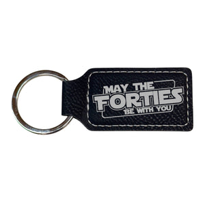 Keychain - Rectangle - May the Forties be with you - Leather