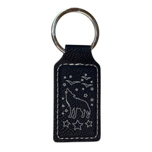 Load image into Gallery viewer, Keychain - Rectangle - Howling Wolf - Leather