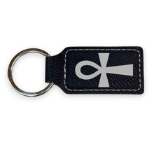 Load image into Gallery viewer, Keychain - Rectangle - Key of life Ankh - Leather