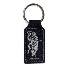 Load image into Gallery viewer, Keychain - Rectangle - Asclepius - Leather